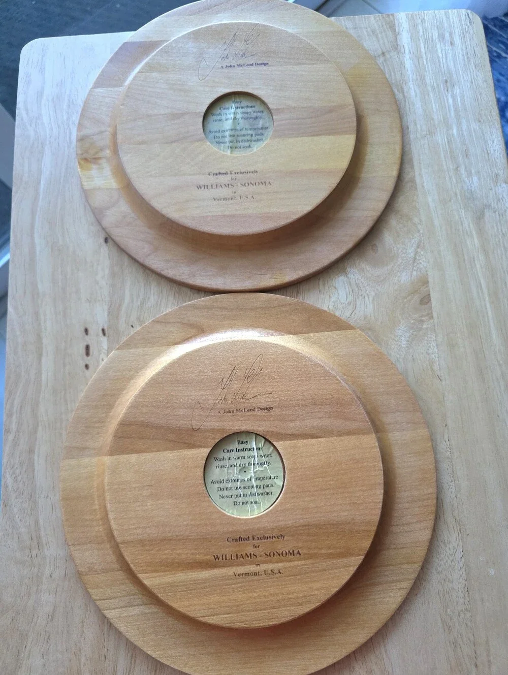 Vintage Williams Sonoma John McLeod Wooden Plates Set 2